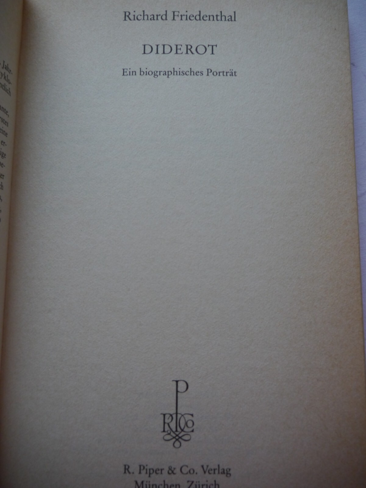 Thumbnail - Diderot: Ein Biographisches Portrait Von Richard Friedenthal Piper