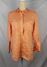 Chico's Linen Orange Boxy Minimalist Beachy Top Women's sz 1 (M/8 US)