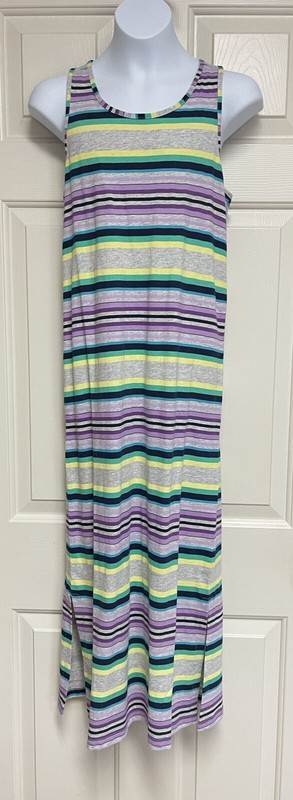  Gymboree Girls Jump into Summer Purple Green Striped Maxi Dress Sz: L 10-12 NWT