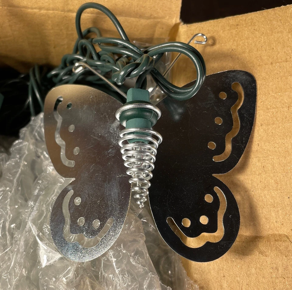 NEW Silver Butterfly Metal Wire String Lights 10 Piece Set Winged - Image 2 of 4