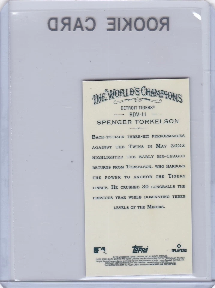 SPENCER TORKELSON ROOKIE CARD 2022 Topps Allen Ginter Chrome RARE MINI REFRACTOR - Image 2 of 2