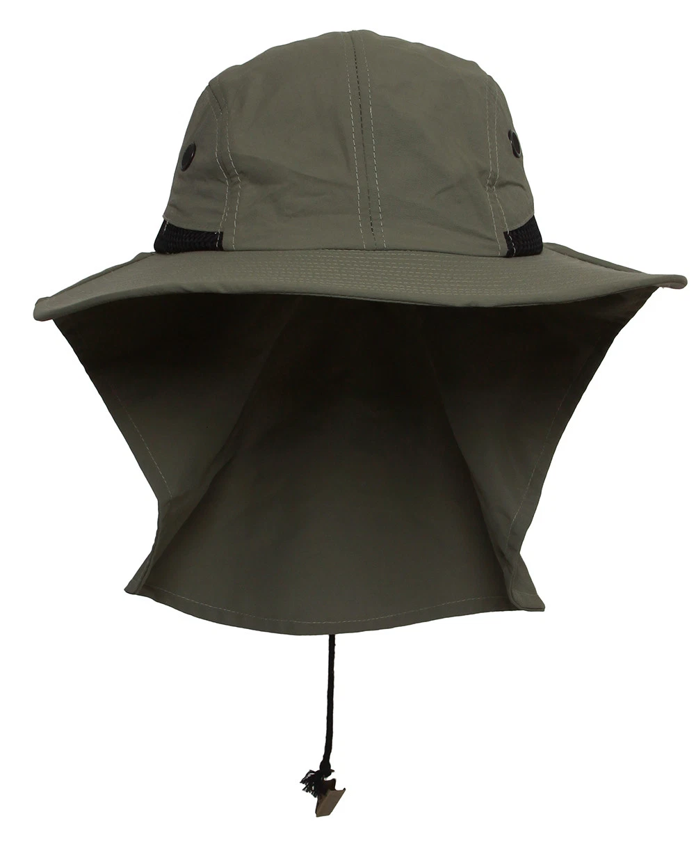 Top Headwear Mens Outdoor Flap Cap 4-panel w Clip- Olive