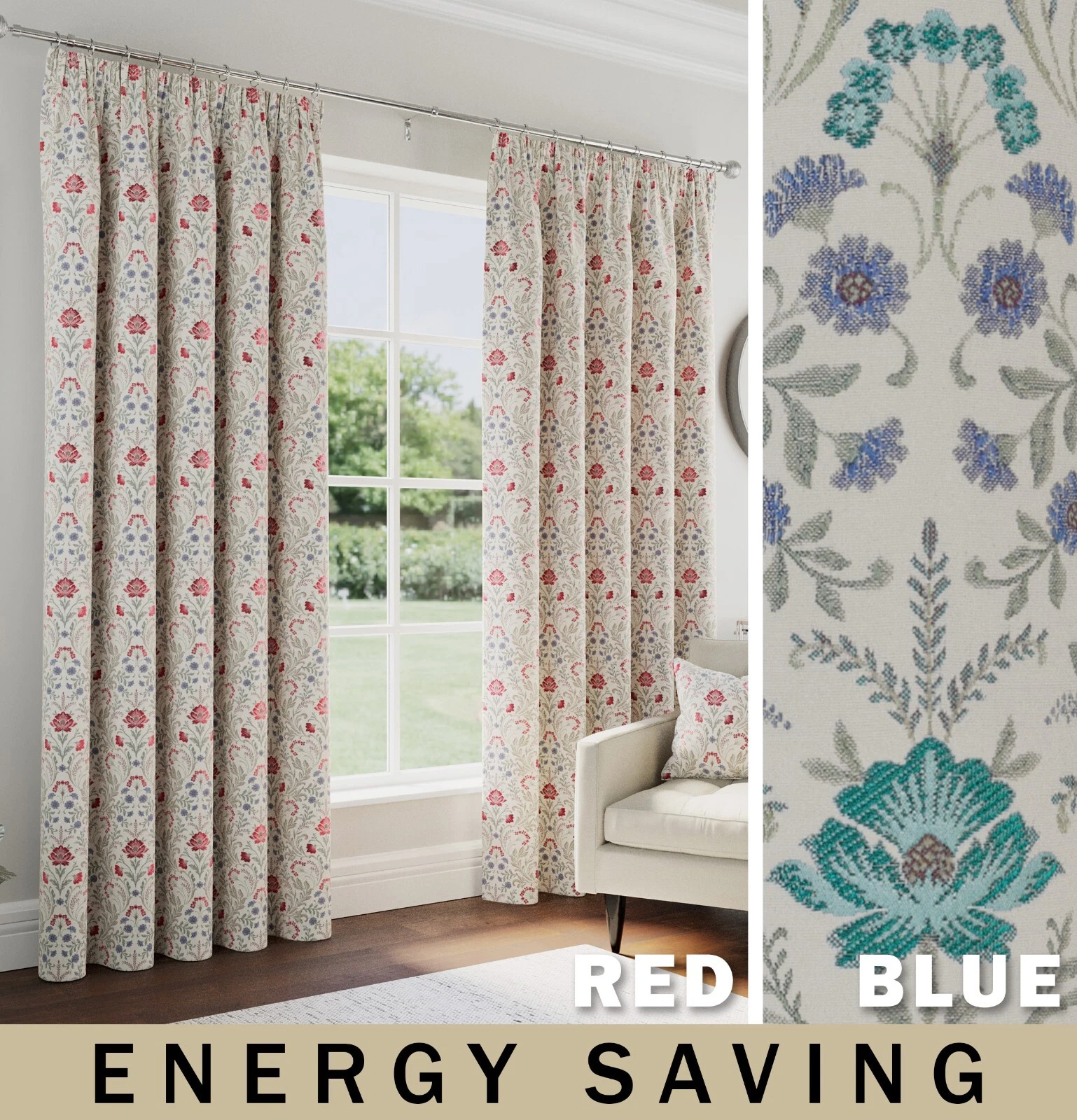 Cotswold Floral 100% Blackout Thermal Curtains & Cushion Covers - Pair
Opens in a new window or tab