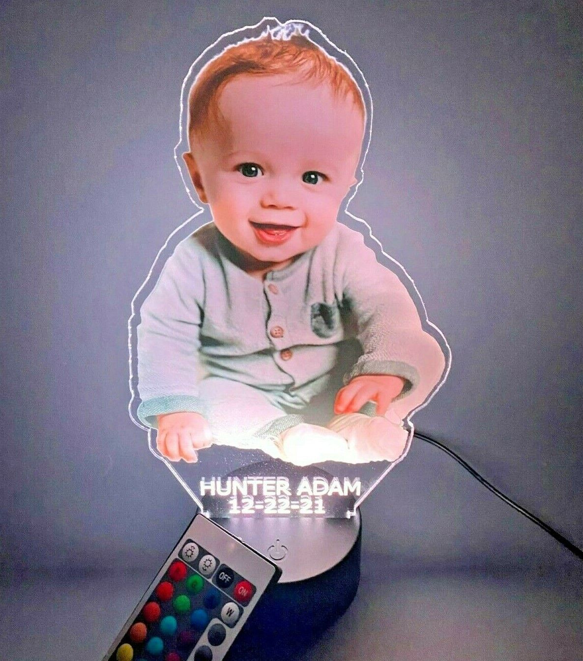 Your Picture Photo Night Light Up Table Lamp LED With Remote, Personalized FREE