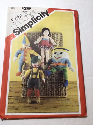 Vintage (1982) New Uncut Simplicity Crochet Toy Patterns