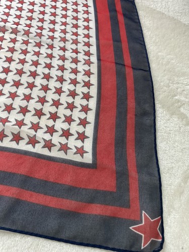 2 Vintage Patriotic Scarves Burnel Liz Claiborne Red Whote Blue Stars Polka Dots - Picture 4 of 10