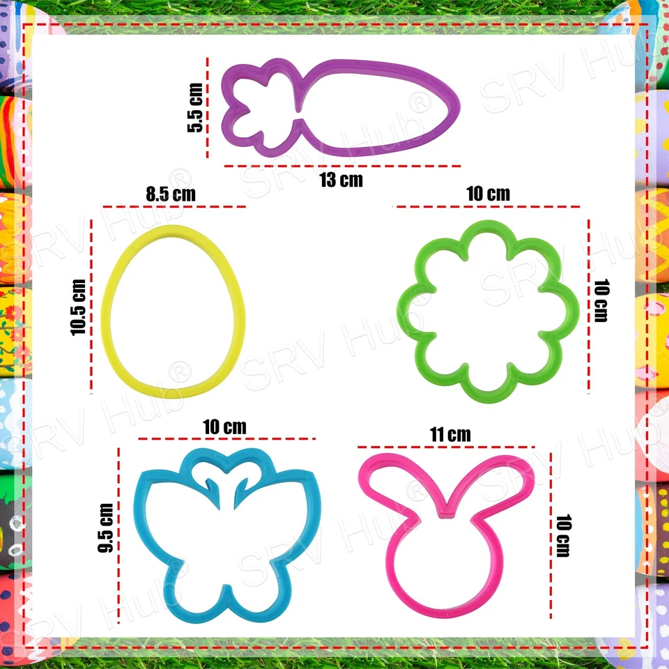 Juego de 5 cortadores de galletas, formas de mariposa de primavera, flor, huevo, conejito, zanahoria Foto 2 de 4