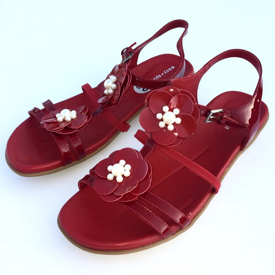 Sandalias Easy Spirit para mujer charol brillante planas perlas cuentas pétalos refugio Foto 3 de 4