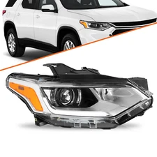 Chrome Xenon Passenger Side Headlight for 2018-2021 Chevy Traverse w/ LED DRL