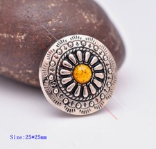 10X Silver Southest Flower Leathercraft Saddle Belt Yellow Bead Conchos 25MM