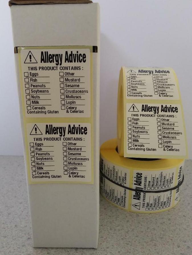 Food Allergy Labels, Food Warning Labels, Allergen Labels, Stickers