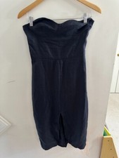 Reformation Women Black Strapless Bustier Oboe 100% Linen Midi Dress Size 4 NWT