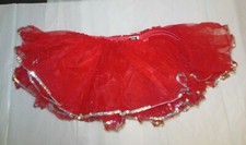 Red Organdy 3 layer tutu silver hologram sequin hem Small adult fits 10c- adult