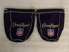 2 Purple Crown Royal Whisky NFL Drawstring Bags 750ml w/ Red White & Blue Patch