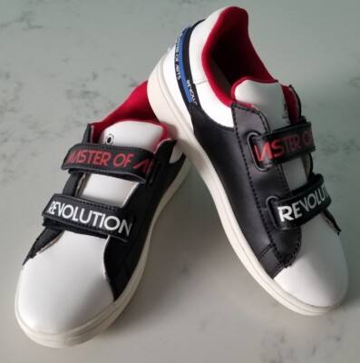 MOA Master Of Arts Boys white black sneakers hook and loop Shoes size 1.5