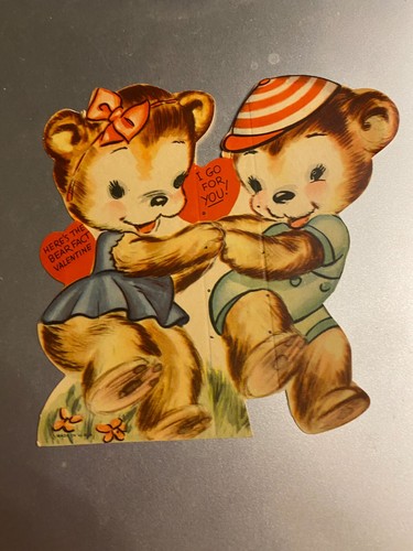 Vintage Valentine 2 Bears Dancing Bear Facts Large