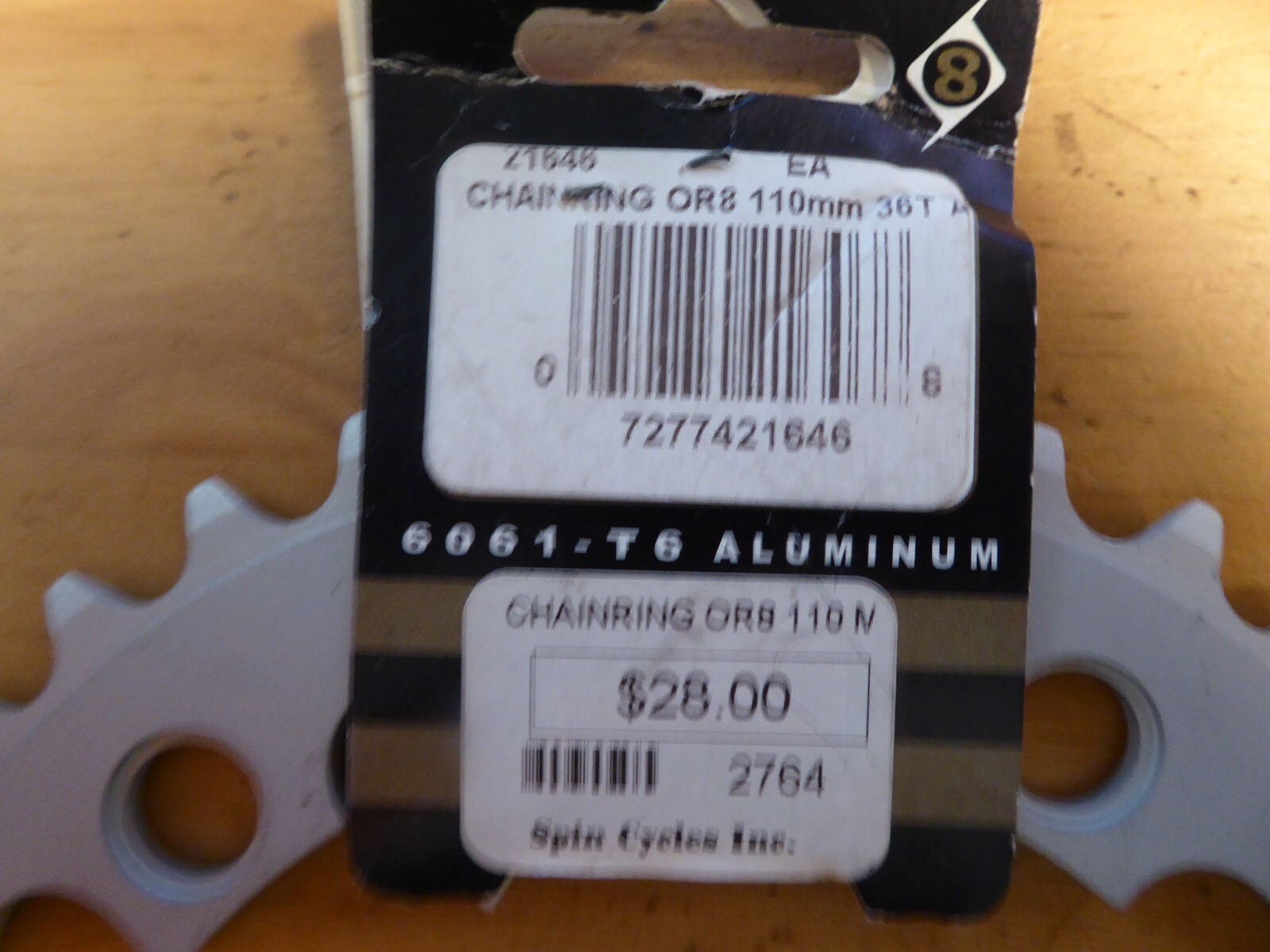Origin8 Alloy Blade Chainring 36t 110BCD 5-Bolt 8/9-Speed Aluminum Silver 48g