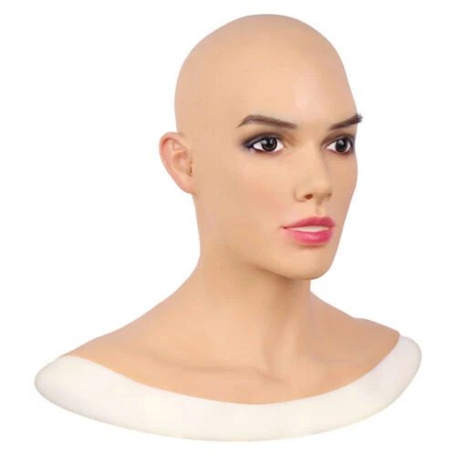 Silicone Female Mask Headwear Headgear Full Head Cover For Crossdresser Cosplay - Image 3 of 4
