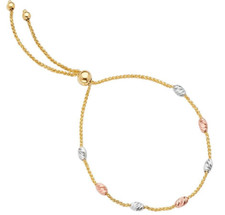 NEW 14K TRI COLOR GOLD FRIENDSHIP BRACELET