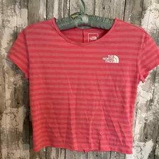 The North Face girls pink stripe active t-shirt M