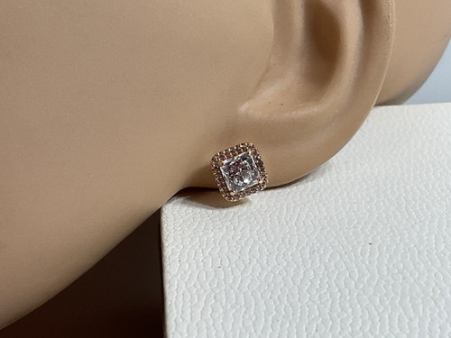 Pandora Rose Gold Sparkling Square Halo Earrings NEW - Picture 5 of 6