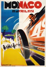 AV32 Vintage 1931 Monaco Grand Prix Motor Racing Poster Print A1 A2 A3
