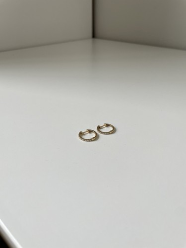 adinas jewels 14k gold diamond huggie hoops