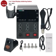 SUGON 2-In-1 Dual Display Soldering Station w/ 202 Hot Air Gun Soldering Iron