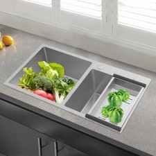 30.71 16.93 8.27in Silver Double Bowl Drop In Kitchen Sink Top Mount Kitchen Bar
