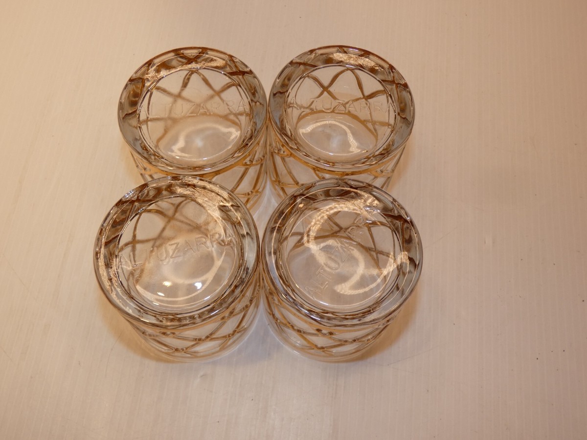 Vintage Altuzarra Set 4 Drinks Tumblers, Gold Tone Lattice