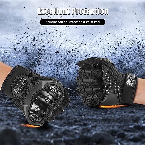 Leather Motorbike Gloves Knuckle Protection All weather Motorcycle Biker 5 Color - Picture 30 of 55