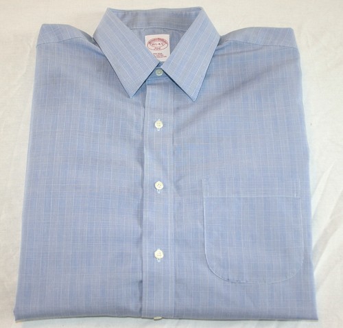 Brooks Brothers Dress Shirt Non-Iron Men 15.5 34/35 NEW Blue Chek - Picture 1 of 4