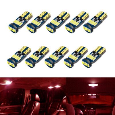 10-Pack Ultra Bright RED T10 194 LED Bulbs - For Interior, License Plate, Dome, Map Lights