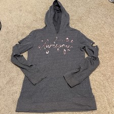 Justice girls 14/16 gray make every day awesome hoodie with arm rips