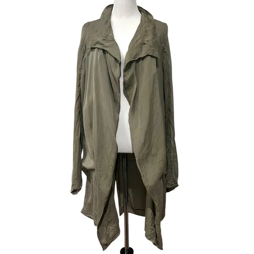 Giacca donna Olmar & Mirta Rick Owens seta top aperto davanti drappeggio verde US taglia 10