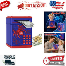 Spider Fingerprint ATM Piggy Bank for Boys, Girls - Money Saving Box Blue 