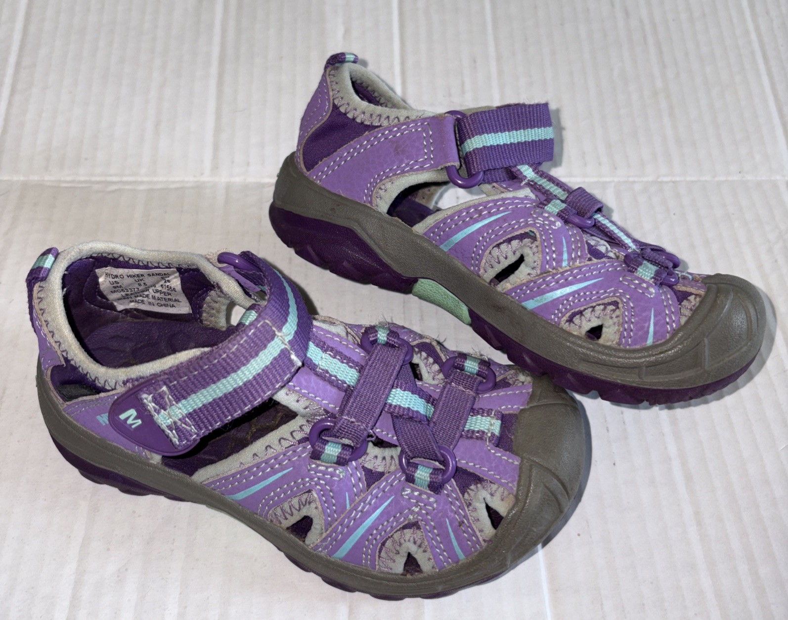 Merrell Hydro H20 Hiker Taglia 9M Sandali Impermeabili Grigio Viola Teal Ragazze