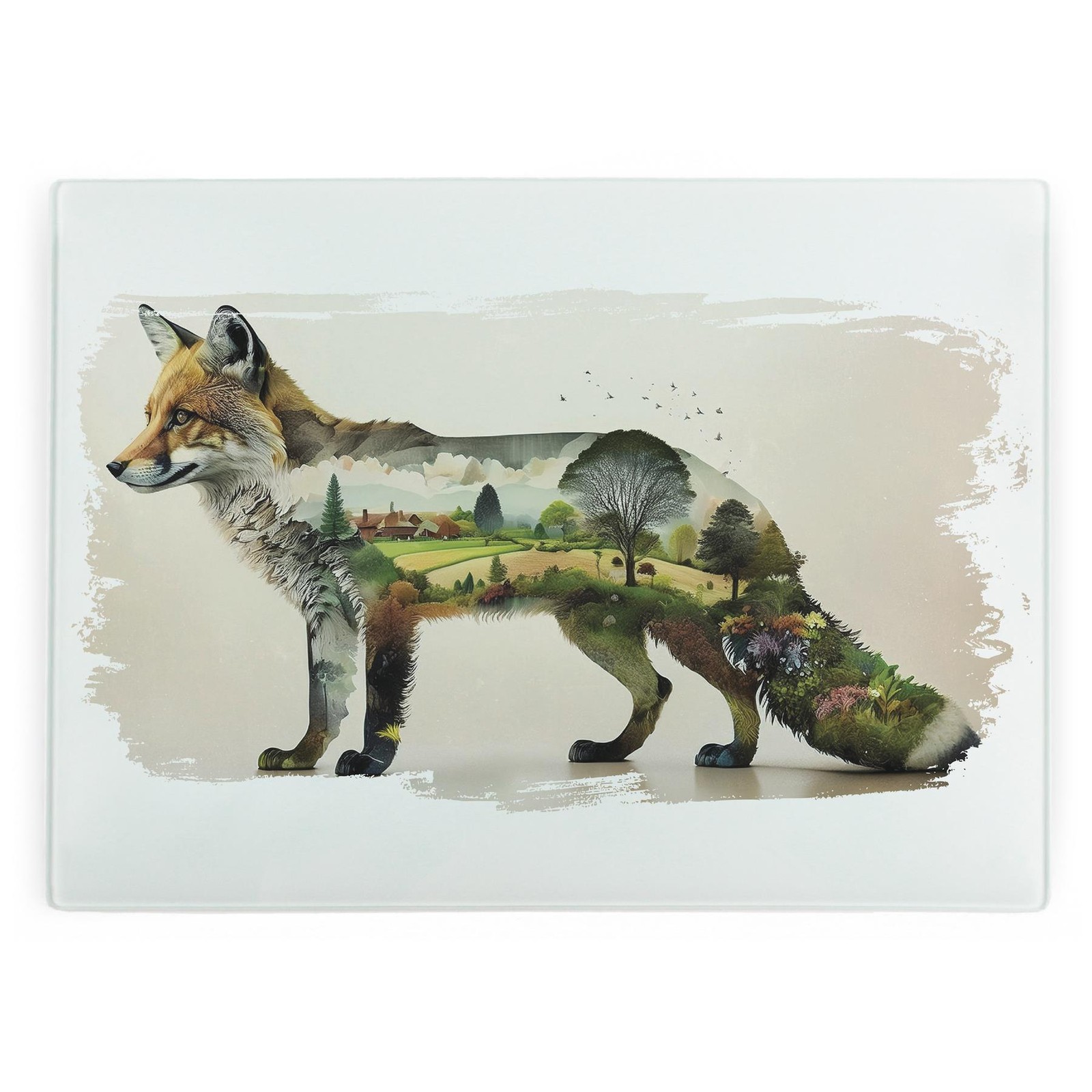 Countryside Animals Kitchen Gifts - Fox Smooth Large Glass Worktop Protector
