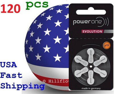 120 pcs p13  13 PR48 PowerOne Evolution Card 1.45V Zinc Air Hearing Aid Battery