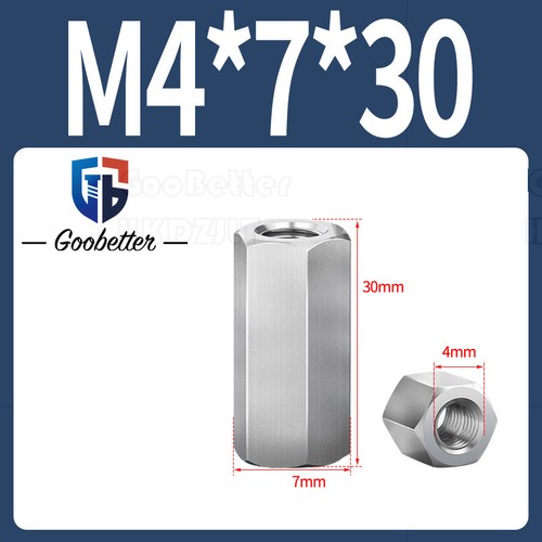 M3-M24 304 Stainless Steel Hexagon Hex Long Connector Joint Tubular Coupling Nut - Picture 20 of 87