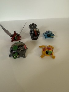 Vintage Wooden Folk Art Mexican Bobble Head Animals 5 Turtle Dragon Frog Turkey