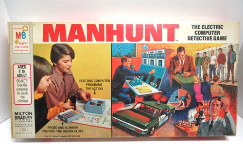 Vintage 1972 Milton Bradley Manhunt Detective Computer Board Game #4235 Complete