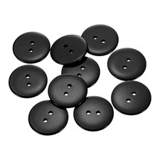 10pcs Resin Sewing Button 30mm 1 3/16 Inch 2 Holes Round Craft Buttons Black