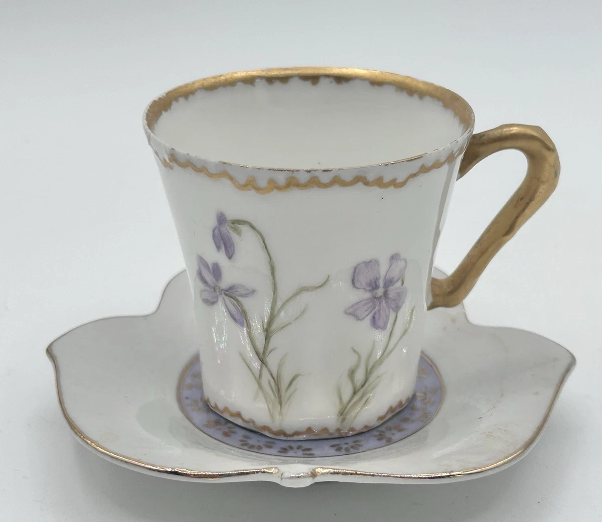 Service à Café Demitasse Ancien - Porcelaine Fine, Lot 12 Pièces Pour 4 Personnes