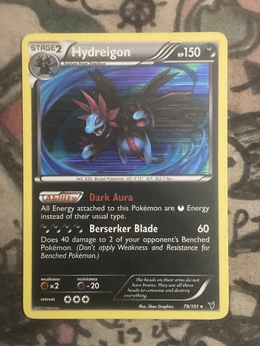 Pokemon Hydreigon Holo 79/101 Noble Victories Regular Rare Black And White