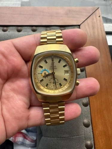 Omega Seamaster 176 005 Jedi TV Case Chronograph Gold Tone