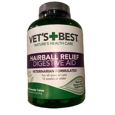 Vet's Best Hairball Relief Digestive Aid 180 Chewable Tablets BB: 04/28