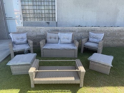 #ad 5 Piece Rattan Patio Set Beige $375.00