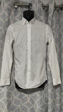 Men's UNIQLO Slim Fit Long Sleeve White with dots Shirt - Size XS