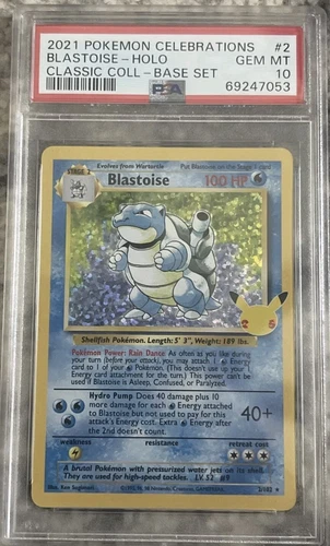 2021 Pokemon Celebrations 25th Ann Classic Base Set 2/102 BLASTOISE HOLO PSA 10